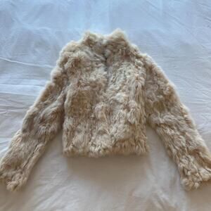 Cream real rabbit fur jacket